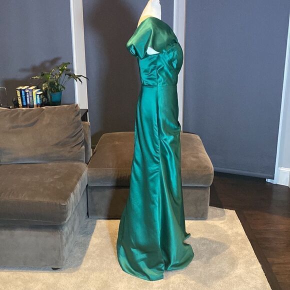 Women’s Green One Shoulder Full Length Mermaid Fit Formal Dress Size 6 - Picture 3 of 10